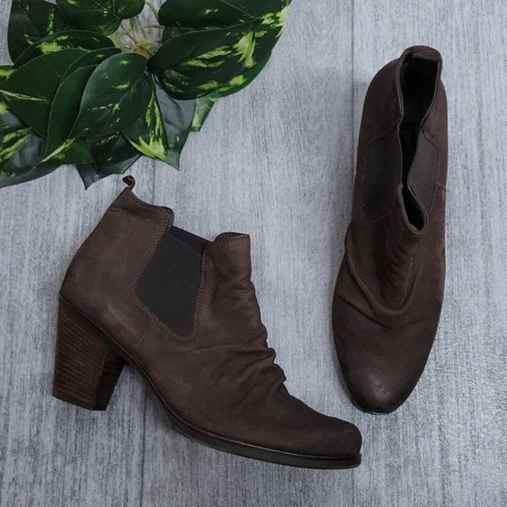 Paul Green Dark Brown Jano Heeled Leather Ankle Bootie Women's US 9